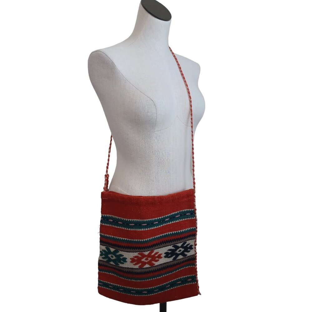 Woven Blanket Bag Hand Woven‎ Aztec Mexican Rasta Shoulder Bag Red